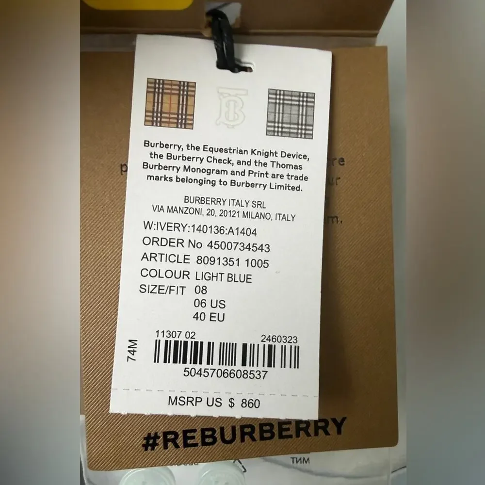 ❗️Sale ends 4-14 Burberry Pale Blue Button-Front Tie-Waist Shirt Dress 6 - Picture 4 of 9